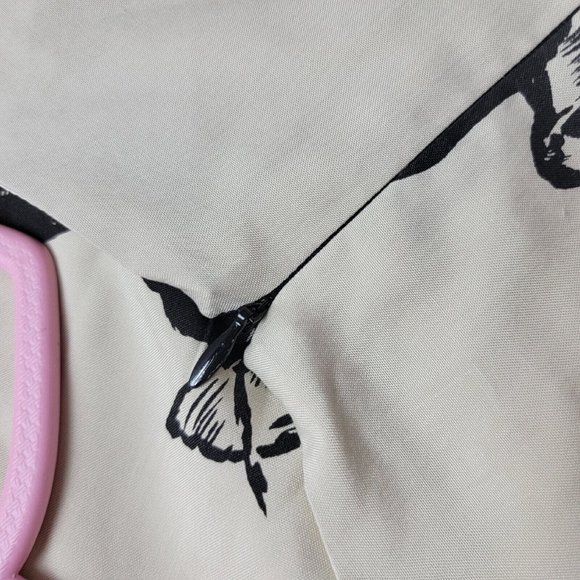 WHIT Printed Silk Shift Twist Front Bird Quirky White Dress Women Size 6 - Picture 5 of 8